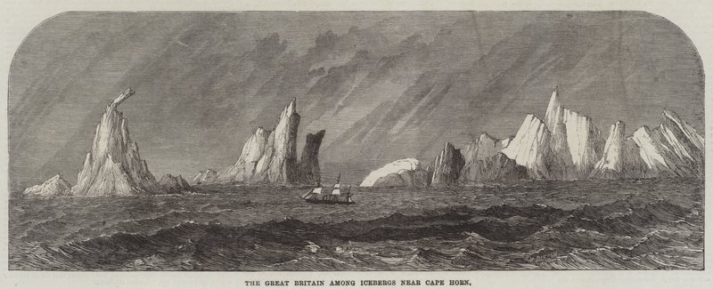 Le Great Britain parmi les icebergs près du cap Horn - English School