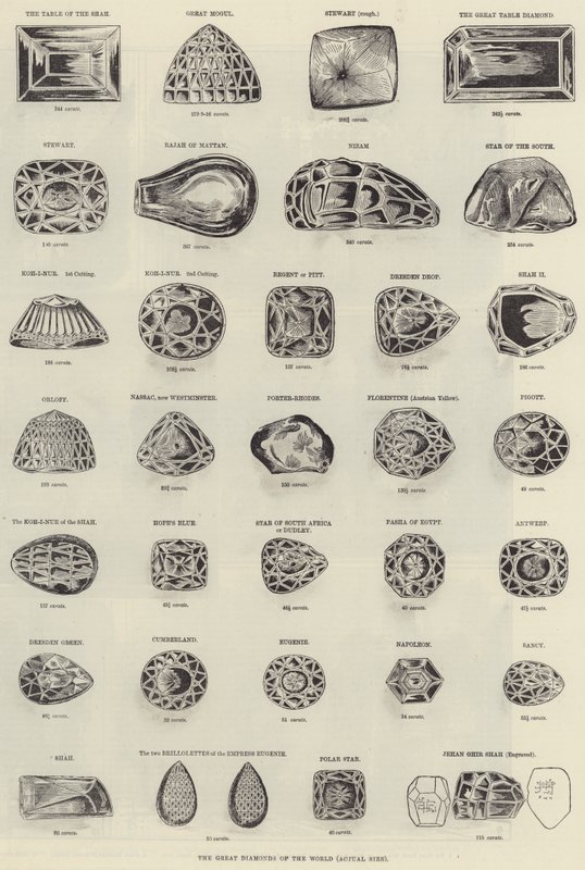 Les grands diamants du monde (gravure) - English School