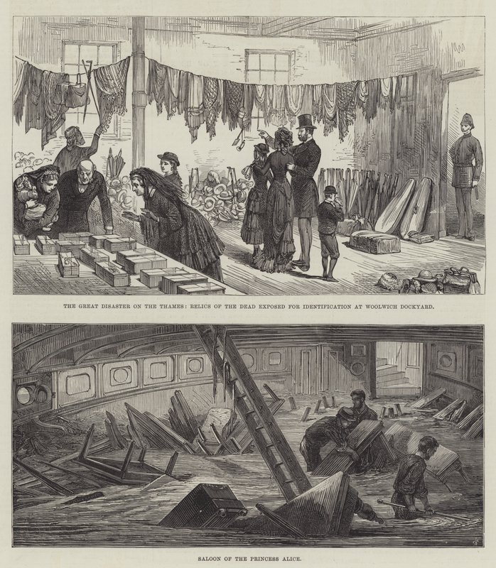 La grande catastrophe sur la Tamise (gravure) - English School