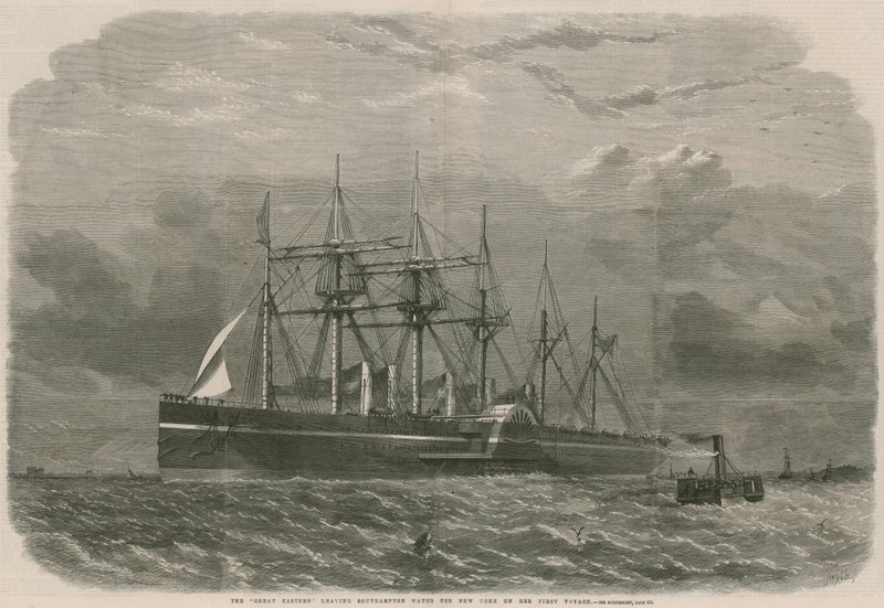 Le Great Eastern quittant les eaux de Southampton pour New York lors de son premier voyage - English School
