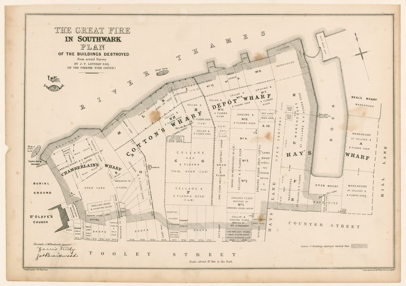 Plan du grand incendie de Southwark - English School