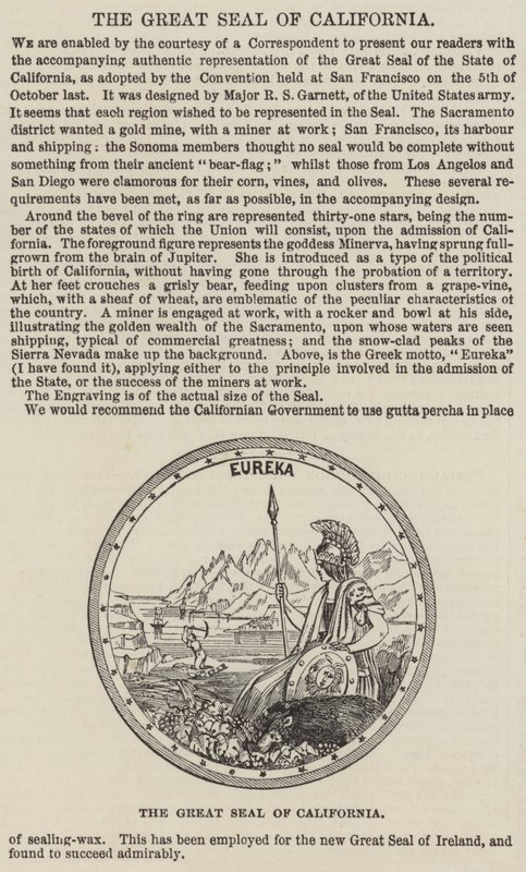 Le grand sceau de Californie (gravure) - English School