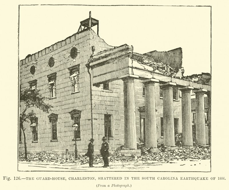 La maison de garde, Charleston, détruite lors du tremblement de terre de Caroline du Sud en 1886 - English School