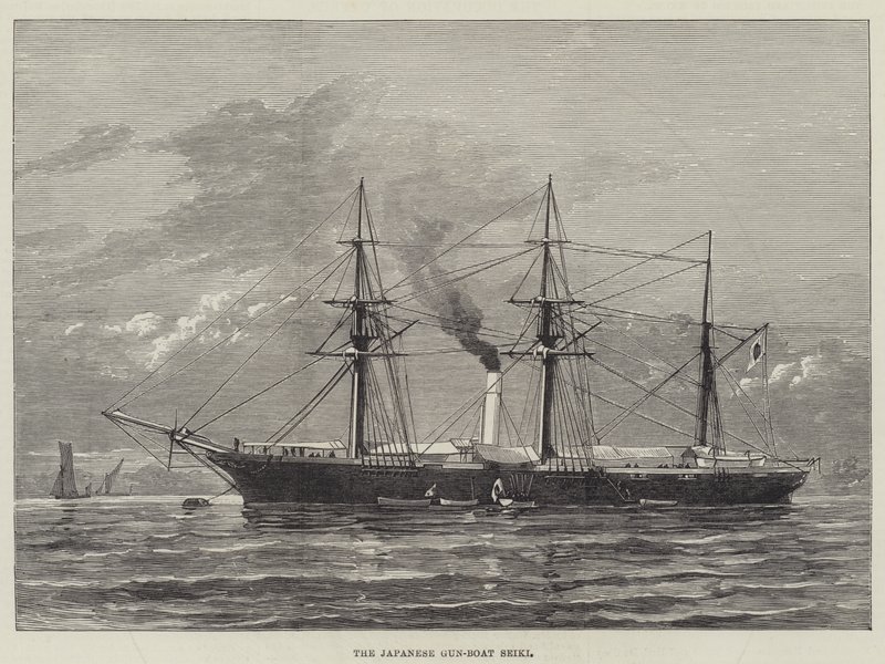 Le canonnière japonaise Seiki (gravure) - English School