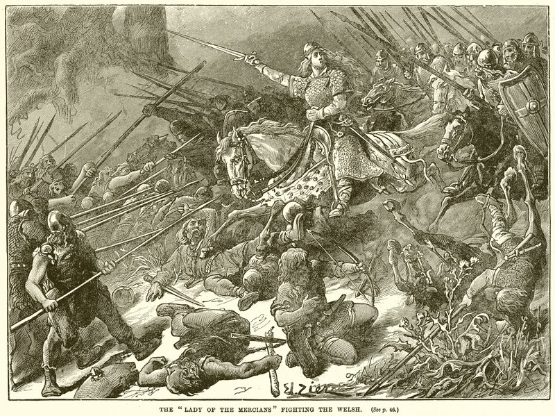 La dame des Merciens combattant les Gallois - English School
