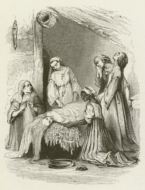 Les femmes malabares lavant le corps de Virginia - English School