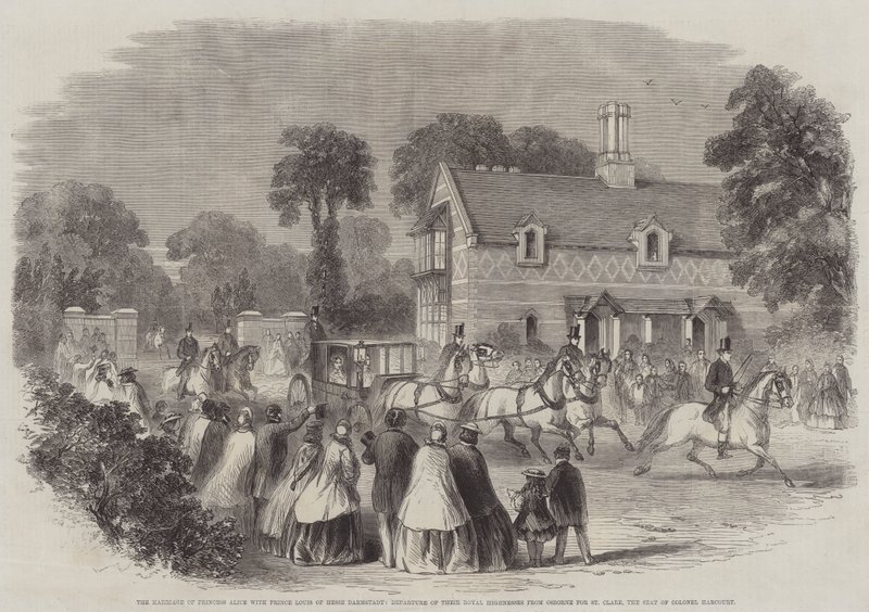 Le mariage de la princesse Alice avec le prince Louis de Hesse Darmstadt, départ de leurs altesses royales d