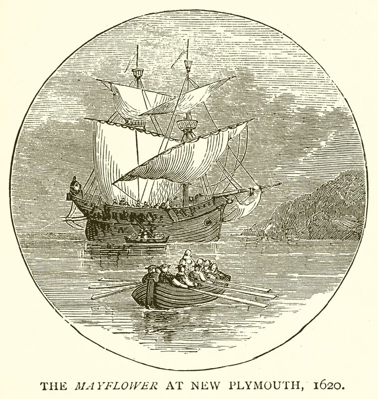 Le Mayflower à New Plymouth, 1620 - English School