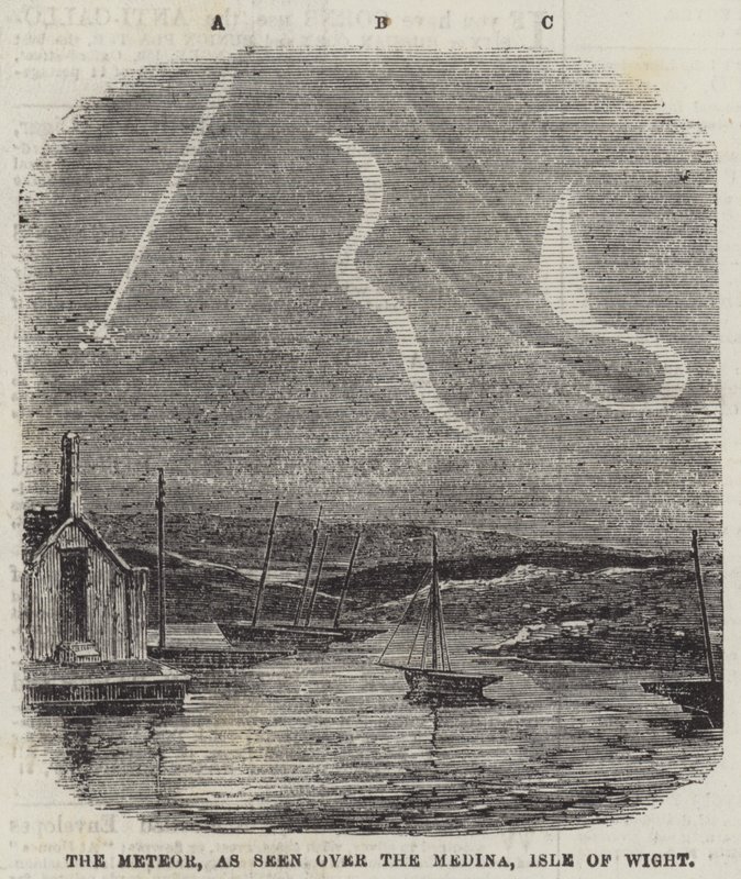 Le météore, vu au-dessus de la Medina, Île de Wight (gravure) - English School
