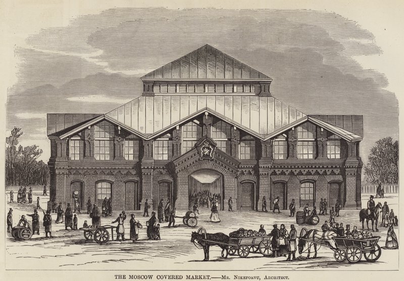 Le marché couvert de Moscou (gravure) - English School