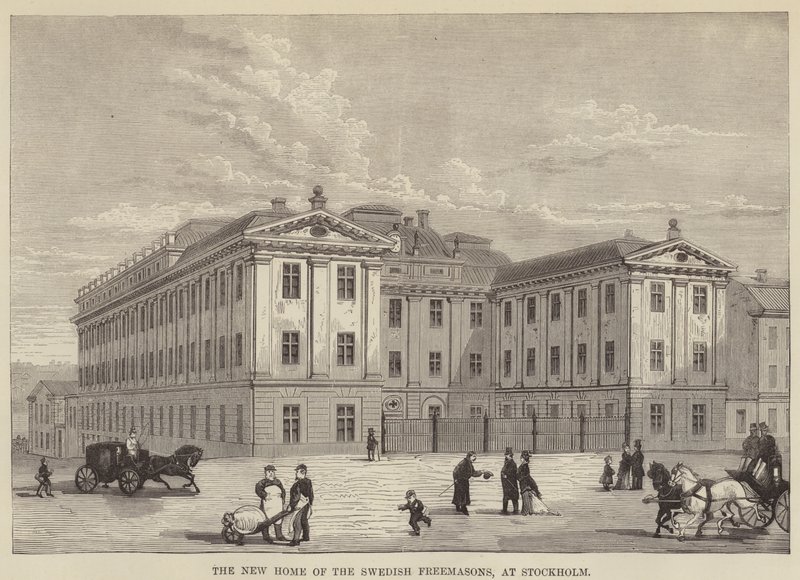 La nouvelle maison des francs-maçons suédois, à Stockholm (gravure) - English School