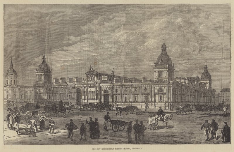 Le nouveau marché de la volaille métropolitain, Smithfield (gravure) - English School