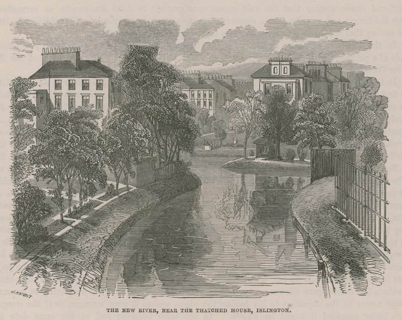 The New River Head, près de la maison au toit de chaume, Islington - English School