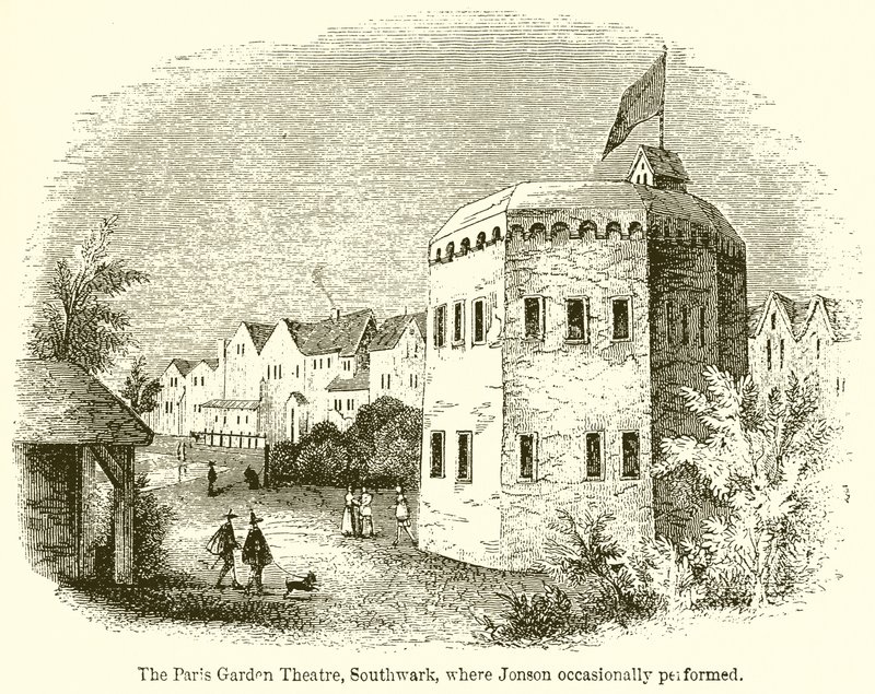 Théâtre du Paris Garden, Southwark, où Jonson jouait occasionnellement - English School