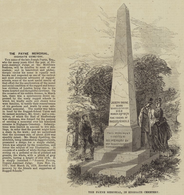 Le Mémorial Payne, au cimetière de Highgate (gravure) - English School