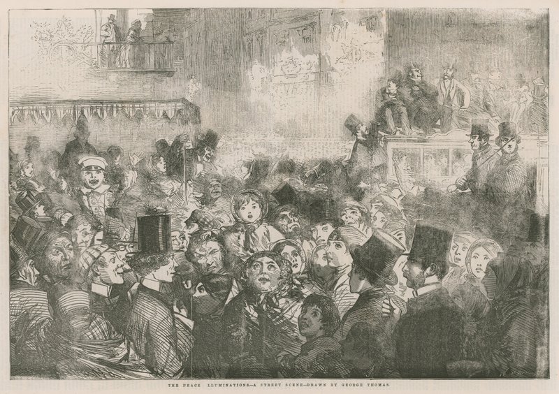 Les illuminations de la paix : une scène de rue - English School