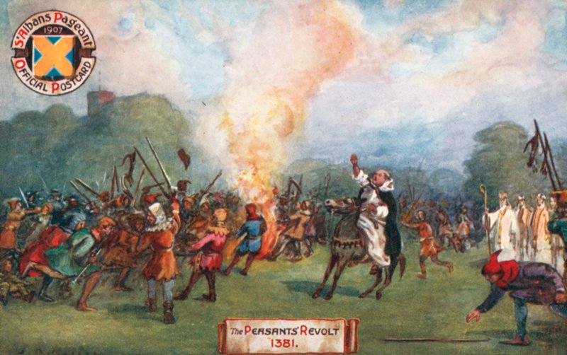 La révolte des paysans de 1381, pageant de St Albans 1907 (lithographie en couleur) - English School