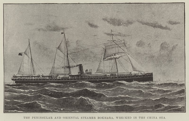 Le vapeur de la Peninsular and Oriental, Bokhara, naufragé en mer de Chine - English School