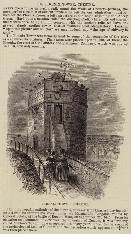 La tour Phoenix, Chester (gravure) - English School
