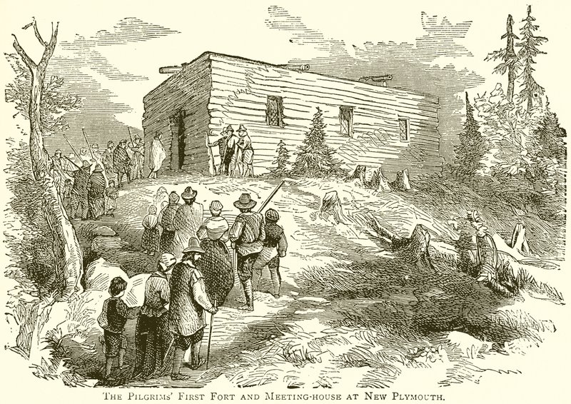 Le Premier Fort et la Maison de Réunion des Pèlerins à New Plymouth - English School