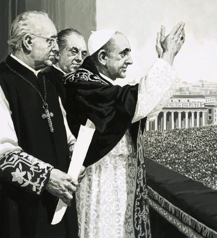 Le Pape saluant la foule - English School