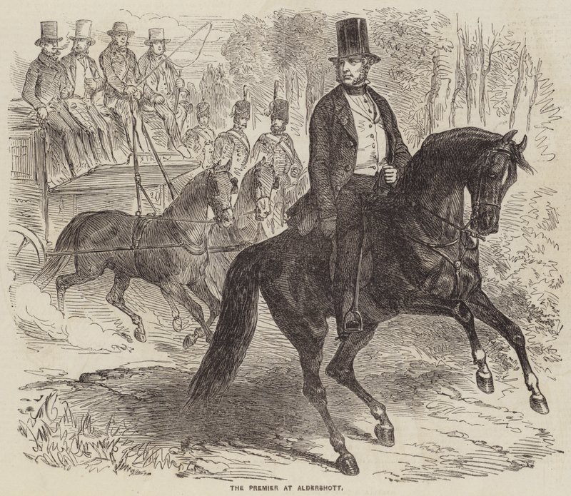 Le Premier ministre à Aldershott (gravure) - English School