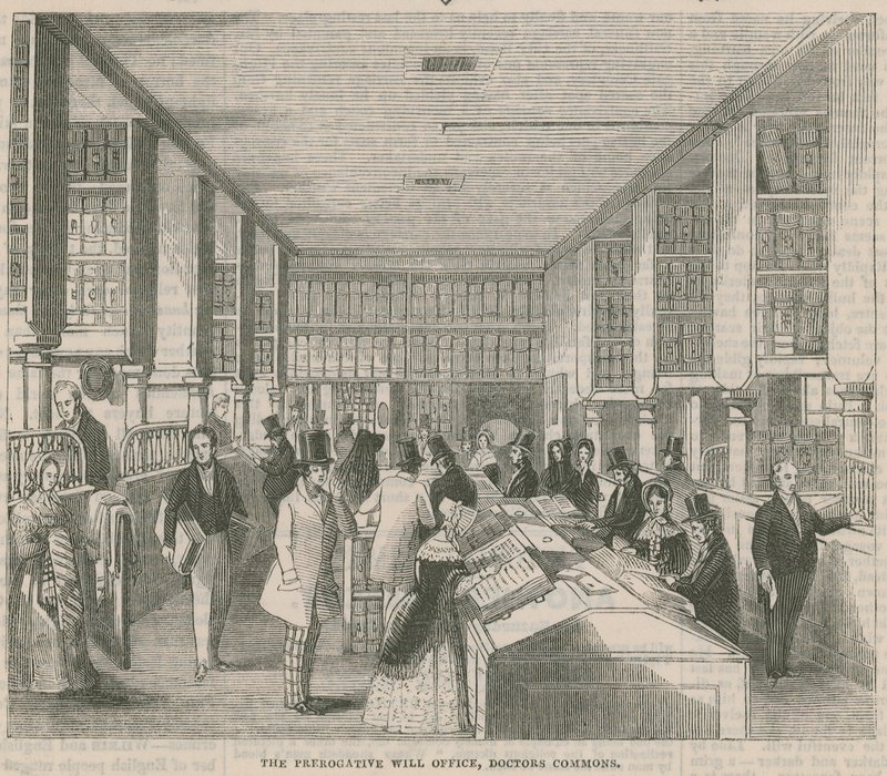Le bureau des testaments de prérogative, Doctors Commons, Londres - English School