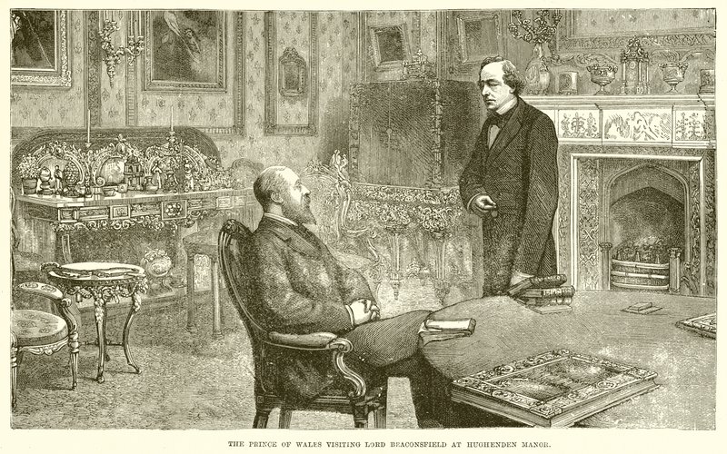 Le prince de Galles visitant Lord Beaconsfield à Hughenden Manor - English School