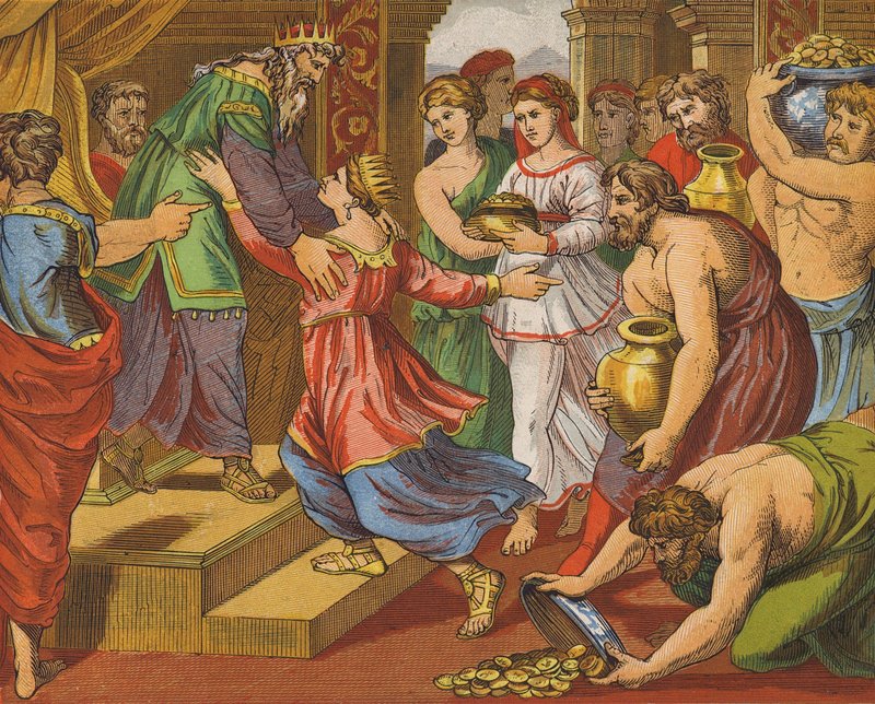 La reine de Saba apportant des cadeaux à Salomon - English School
