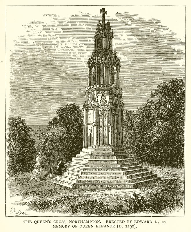 La croix de la reine, Northampton. Érigée par Édouard Ier, en mémoire de la reine Éléonore (morte en 1290) - English School