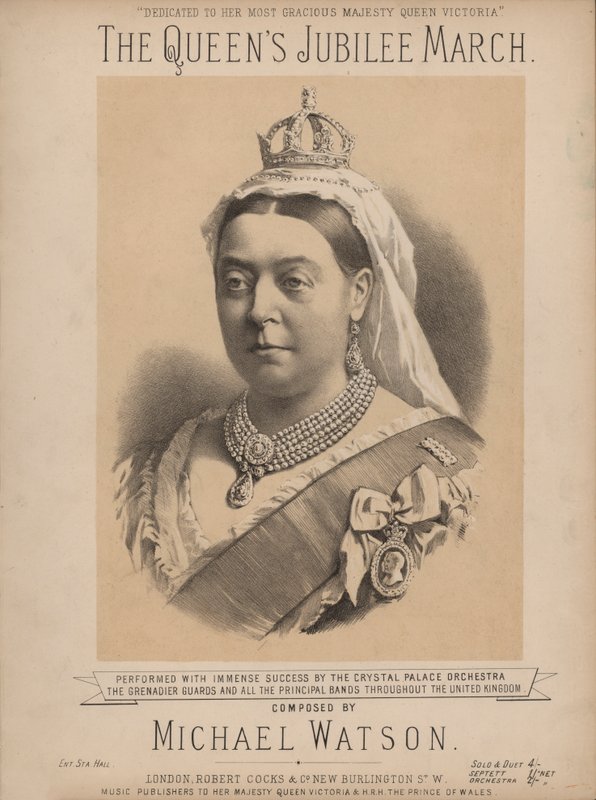 La Marche du Jubilé de la Reine - avec portrait de la Reine Victoria - English School
