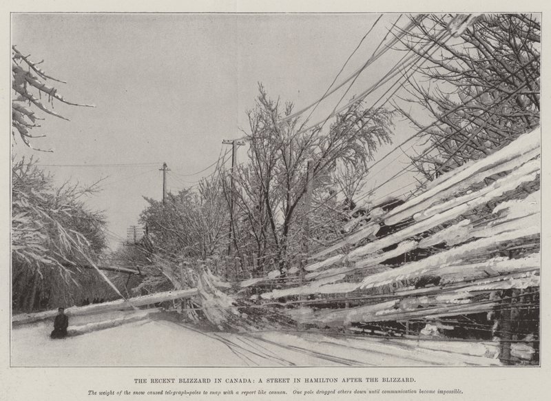La récente tempête de neige au Canada, une rue à Hamilton après la tempête - English School