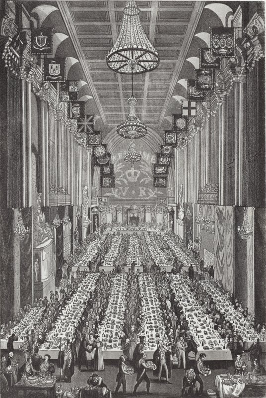 Le banquet royal à Guildhall le 9 novembre 1837 - English School