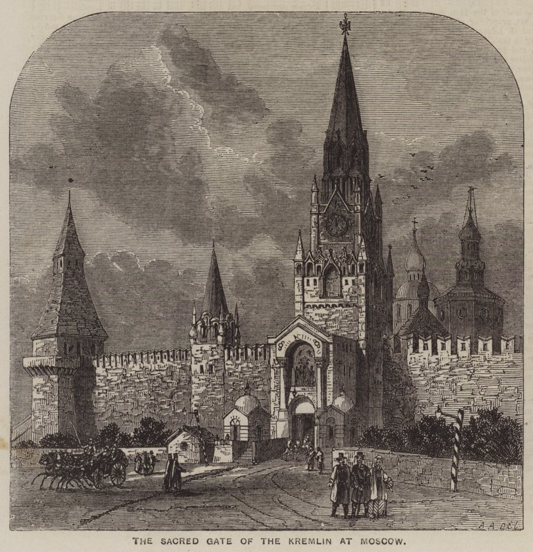 La porte sacrée du Kremlin à Moscou (gravure) - English School