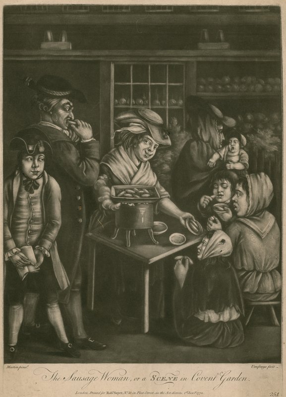 La Femme à la saucisse ; ou, une scène à Covent Garden - English School