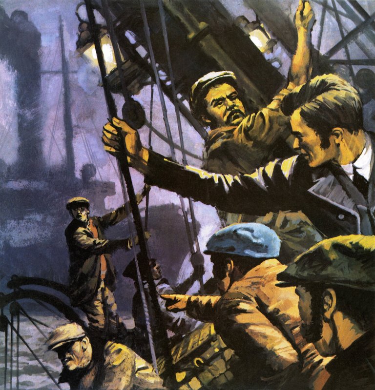 Le Loup de mer. Illustration du livre de Jack London. - English School