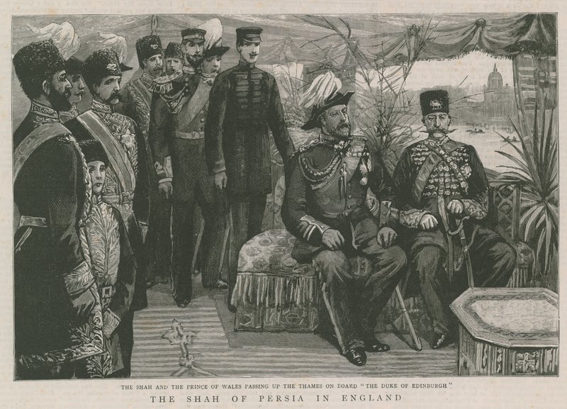 Le Shah et le Prince de Galles remontant la Tamise à bord du Duke of Edinburgh - English School