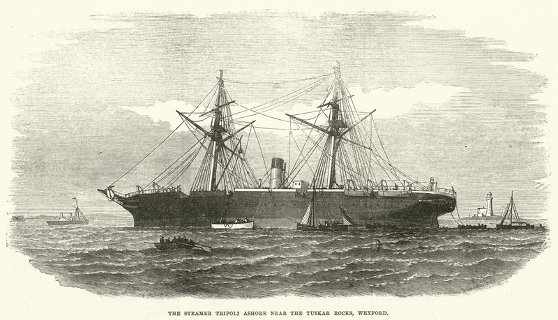 Le Steamer Tripoli échoué près des rochers de Tuskar, Wexford - English School