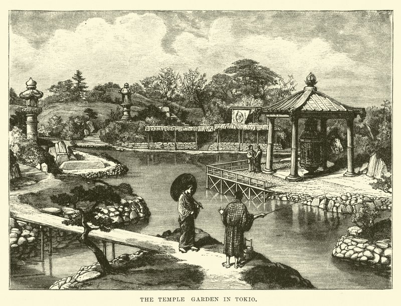 Le jardin du temple à Tokyo - English School