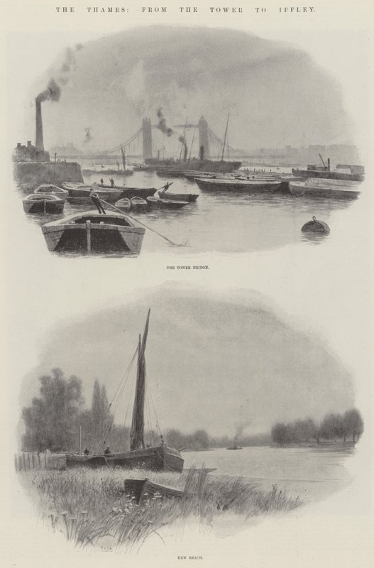 La Tamise, de la Tour à Iffley (lithographie) - English School