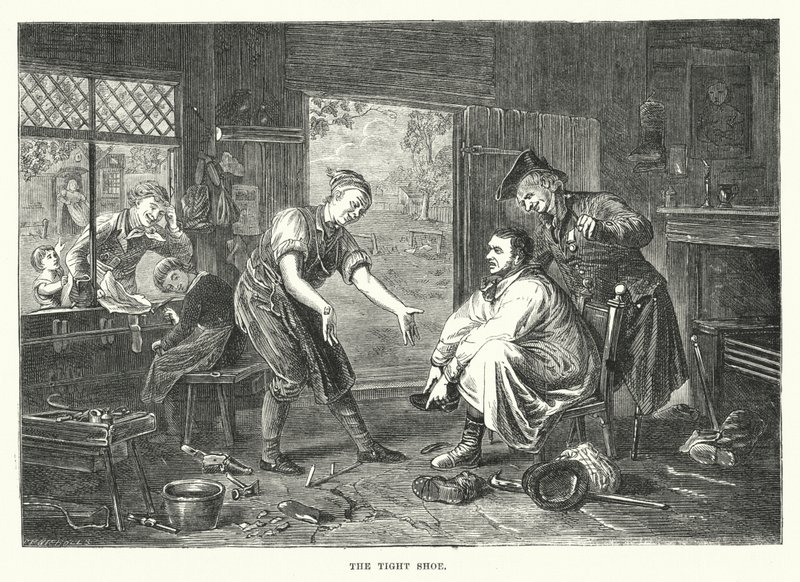 La chaussure serrée (gravure) - English School