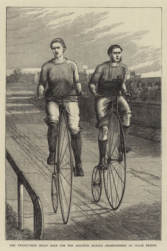 La course de vingt-cinq miles pour le championnat amateur de vélo à Lillie Bridge (gravure) - English School