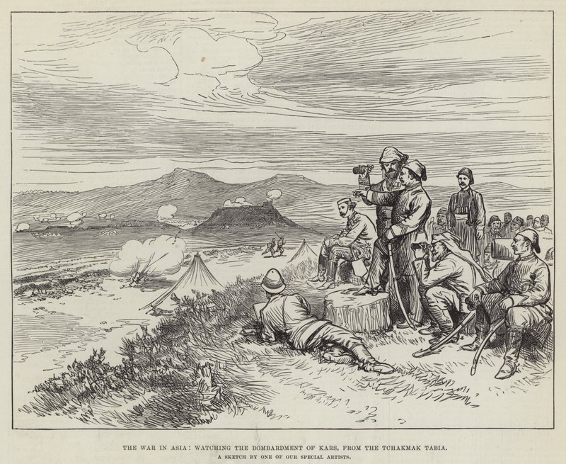La guerre en Asie, observation du bombardement de Kars, depuis le Tchakmak Tabia - English School