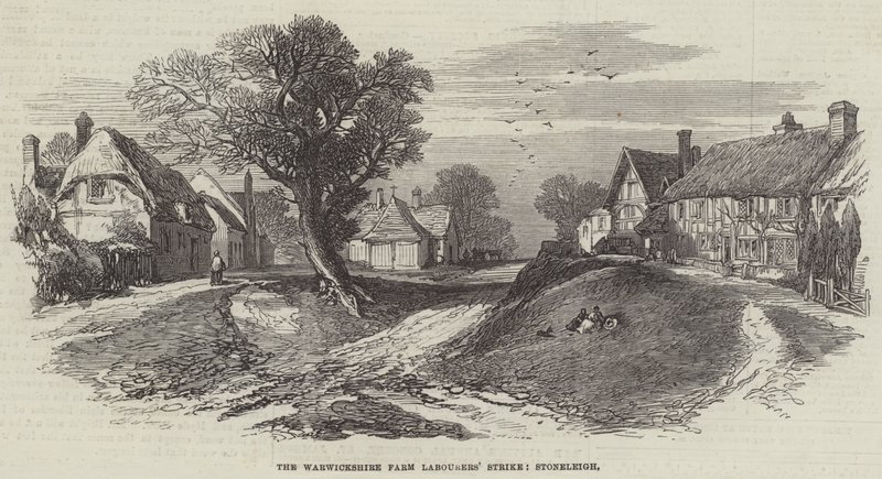 La grève des ouvriers agricoles du Warwickshire, Stoneleigh (gravure) - English School