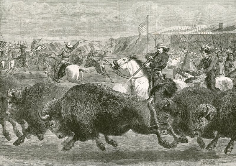 Le Wild West à la Grande Exposition Américaine - chasse au bison et au wapiti - English School