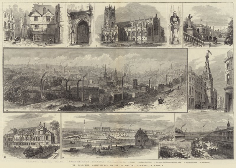 La Société agricole du Yorkshire à Halifax, croquis à Halifax (gravure) - English School
