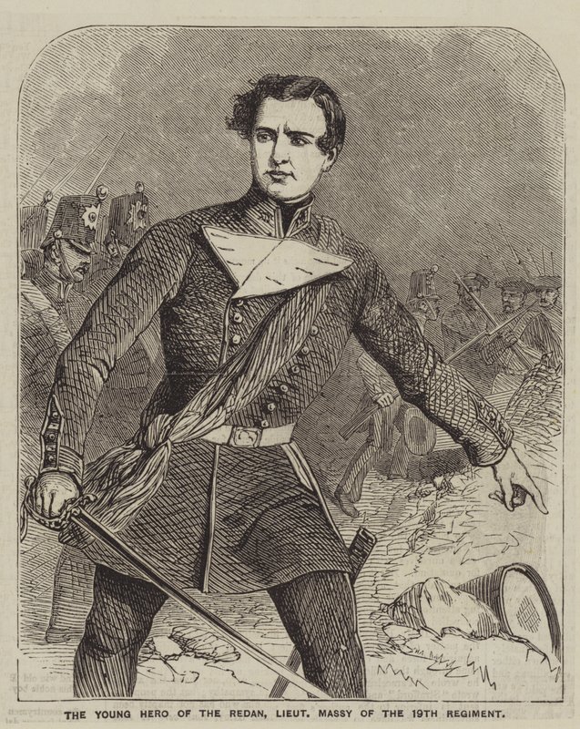 Le jeune héros du Redan, lieutenant Massy du 19e régiment (gravure) - English School
