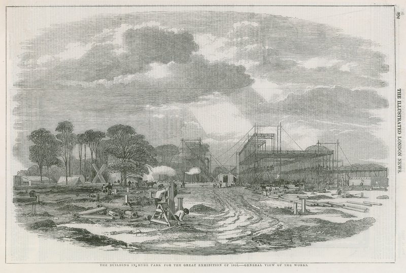 Le bâtiment à Hyde Park, Londres, pour la Grande Exposition de 1851 - English School