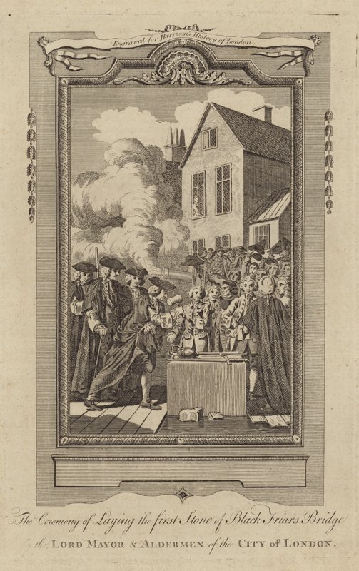 La cérémonie de pose de la première pierre du pont Black Friars - English School