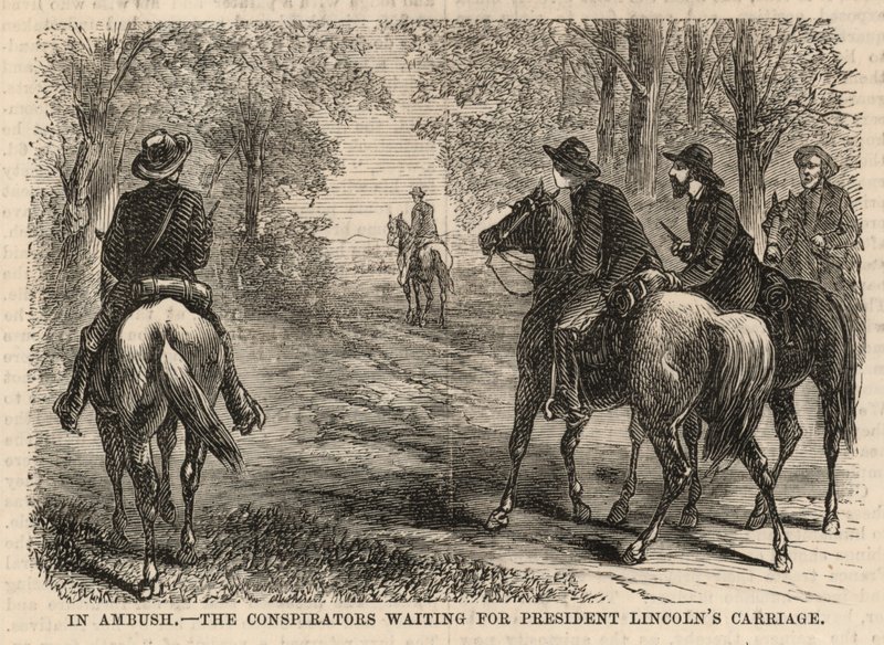 Les conspirateurs attendant la voiture du président Lincoln - English School